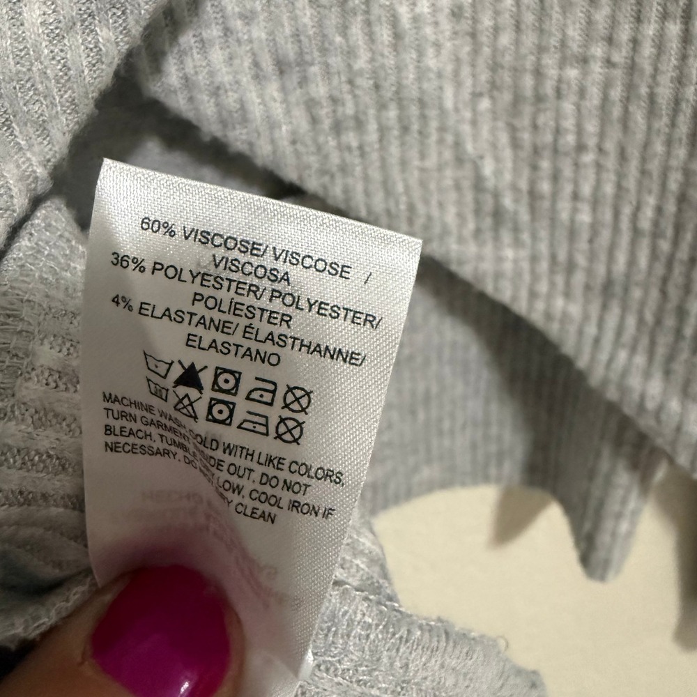 Lucky Brand Grey Ribbed Cutout Back Cropped Pullover Sweater Women's Medium - Picture 9 of 10
